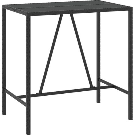 Maison Exclusive - Tavolo da Bar con Piano in Vetro Nero 110x70x110 cm Polyrattan