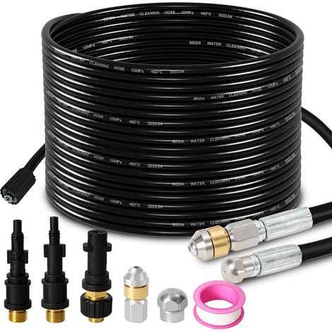 Jiubiaz Set sturatubi 20m 160Bar con ugello rotante, ugello fisso e adattatori
