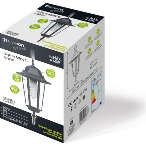 Lámpara de Techo de Exterior  Negro  IP44  1 Bombilla No Incluida  Jardín  Patio  Terraza  Porche  Iluminación - ORION91oficial® (1/5)