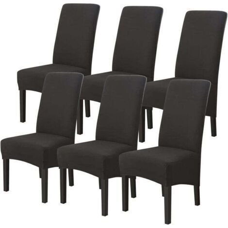 Housses de Chaises 6 pièces Grand Taille Noir,Housses pour Chaises de Salle a Manger Universelle, Couverture Couvre de Chaise Salon Moderne pour Mariage Reunion (1/5)