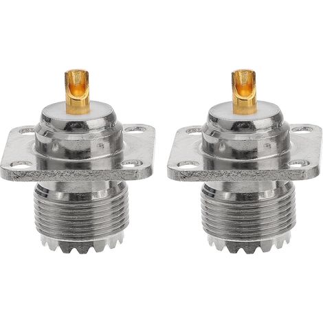 2 Pièces eur Coaxial Uhf Femelle à Femelle 50 Ohm Bride à 4 Trous en Laiton Argenté, Rallonge de Câble Facile à Installer pour Antenne et Test (1/5)