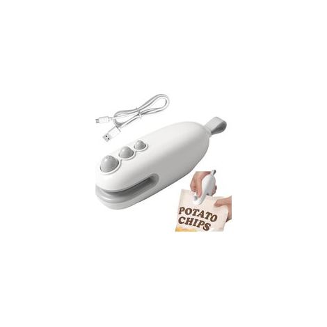 Mini Scelleur,Portable Scelleuse pour Sacs Scelleur Thermique 2 en 1 avec Cutter Coupe Et Scelle Les Sacs Plastiques,Rechargeable Scellant Alimentaire avec Cable USB,Scellant Magnétique (Blanc) (1/5)