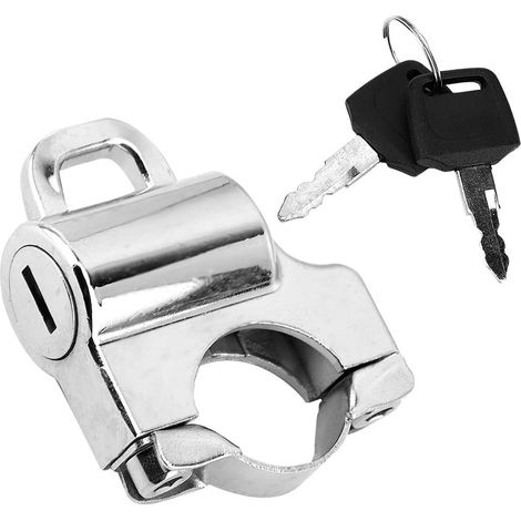 Kaelt - Antivol pour casque de moto, cadenas pour casque de moto, guidon de 22 mm, cadenas de sécurité universel pour casque de moto, cadenas avec 2 clés (argent) (1/5)