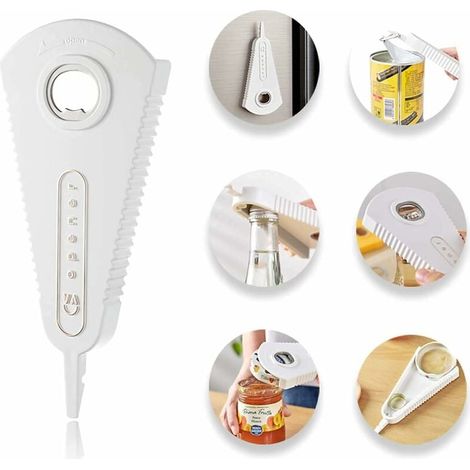 3-in-1 Manueller Glasöffner, Multifunktionaler Flaschenöffner, Dosenöffner, Küchenhelfer, Magnetdesign für empfindliche Hände, Senioren und Patienten mit Arthritis, Weiß (1/5)
