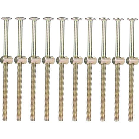 Boulons M6 pour Meubles, 10pcs Vis pour Lit en Bois M6 120mm, Bed Bolts, Vis en acier au carbone avec attache de connecteur d'écrous cylindriques de 6mm, pour lits de meubles, chaises (1/5)