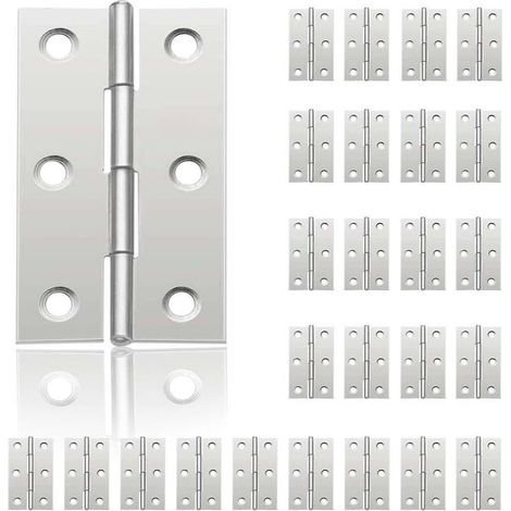 24 petites charnières de porte en acier inoxydable, à monter soi-même (44 mm 32 mm) (SKU produit : 95465065 SKU Offre : lehuamwj1601) (1/4)