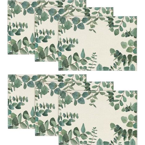 Lot de 6 sets de table d'été en eucalyptus - Décoration de table de cuisine - Décoration intérieure - Vacances- 30 x 45 cm