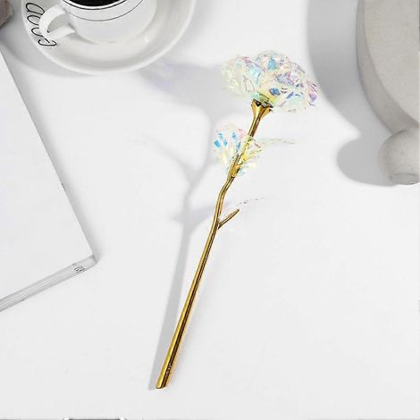 Toile imprimée galaxie avec feuille d'or 24 carats (25 x 8 cm) - Rose - Cadeau Saint-Valentin - Fête des Mères - Cadeau pour les amoureux - Fleur unique