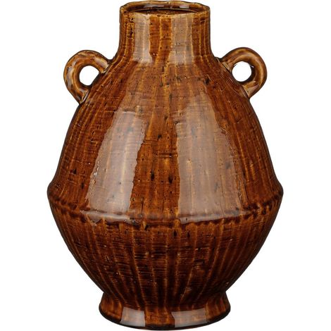 Vase Décoratif en Céramique Marron avec Anses pour Fleurs Séchées et Branches - PANGIVO (1/4)