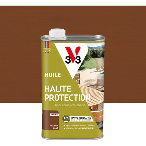 V33 Olio per legno per esterni ad alta protezione per teak, marrone opaco, 1 L V33