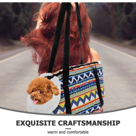 Hundetragetasche, tragbare Haustier-Reisetasche, warme Vintage-Handtasche mit Reißverschluss und Belüftungsöffnung für Spaziergänge (Größe S) (1/5)
