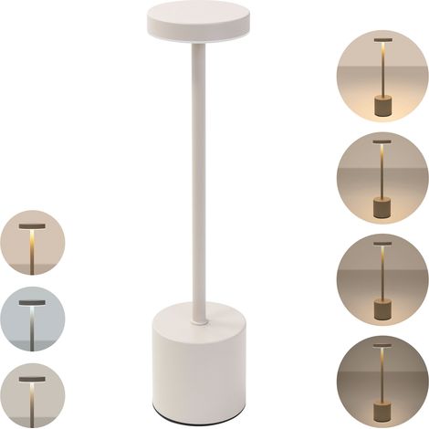 ML-Design Lampada da Tavolo a LED senza Fili con Touch, Ø8x34,5 cm Crema, Lampadina da Comodino Dimmerabile in 3 Colori, Lume da Scrivania Portatile a Batteria Ricaricabile USB-C, Poldina per Lettura (1/5)