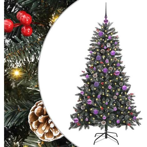 Sapin de Noël artificiel vert, 150 cm, en PVC, plastique et acier. (1/5)