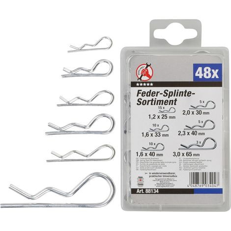 Assortiment de goupilles béta à simple spire Ø 1,2 - 3,0 mm 48 pièces – Pour tapisserie et bricolage – Dimensions variées pour applications spécifiques (1/3)