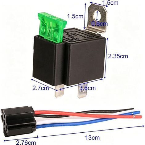 Relais de Commutation à Fusible 12V, Faisceau de Câbles 12 AWG avec Diode Intégrée, Fusible à Lame ATO/ATC, Relais Electriques Automobiles SPST Broches