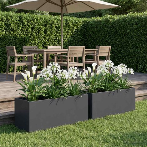 vidaXL Macetero de Jardín 2 uds. Gris antracita 60 x 20 x 20 cm (1/5)