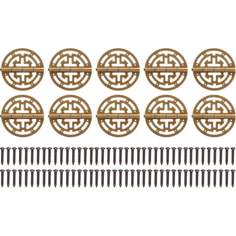 Set mit 10 runden Scharnieren aus bronzefarbenem Messing im Antik-Stil, korrosionsbeständig, für Schachteln.