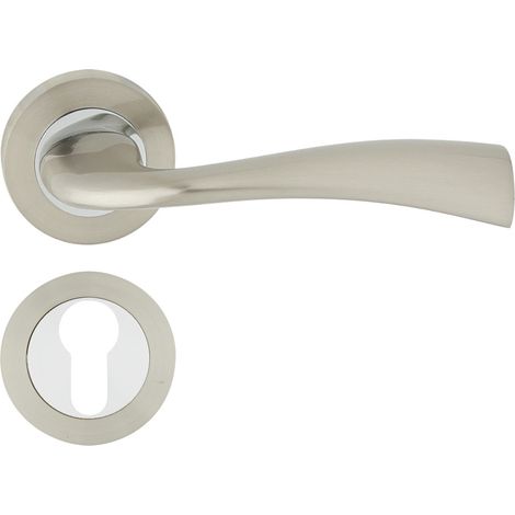 DOMINO Poignée de porte FLY R ECO M6/M9 PZ Poignée avec plaque PZ pour cylindre profilé Chrome/nickel brillant (1/5)