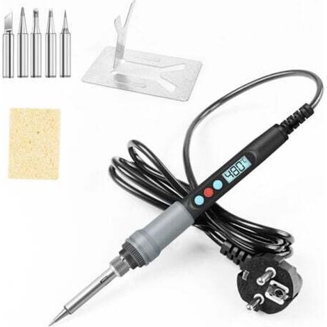 Fer à Souder 90w Kit de Soudure Température Réglable 200℃480℃ Visible Fer a Souder Électrique avec l'Interrupteur ON/OFF, 5 Pointes de Rechange pour Réparation Soudage Brasage Quotidiens (1/5)