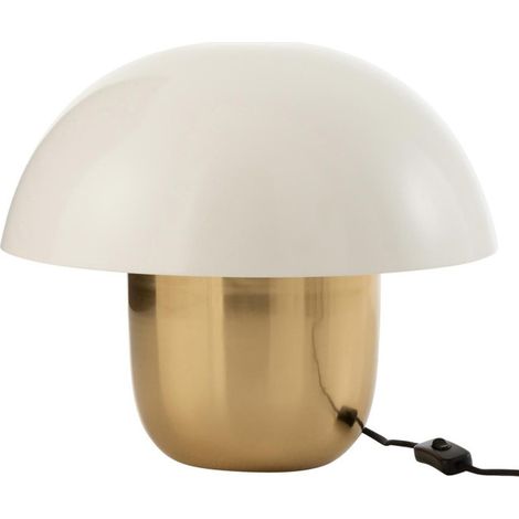 Lampe à Poser "Champignon Métal" 50cm Blanc & Or (1/3)