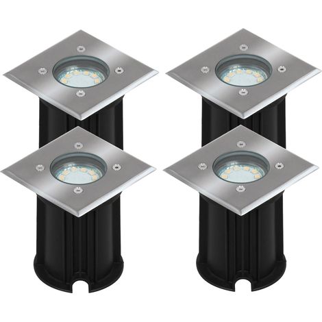 4er-Set LED-Bodeneinbaustrahler Outdoor, eckig, befahrbar, max 800 kg Last, IP65 (1/4)