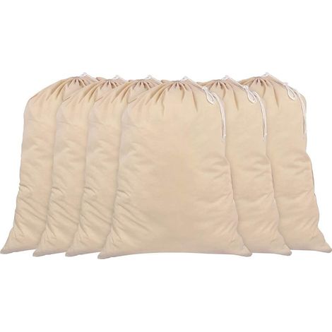 Sac À Linge En Toile - 75 x 56 cm - 40 L - 100 % Coton - Fermeture Par Cordon Coulisser - Pour Panier À Linge - 1 Pièce (1/5)