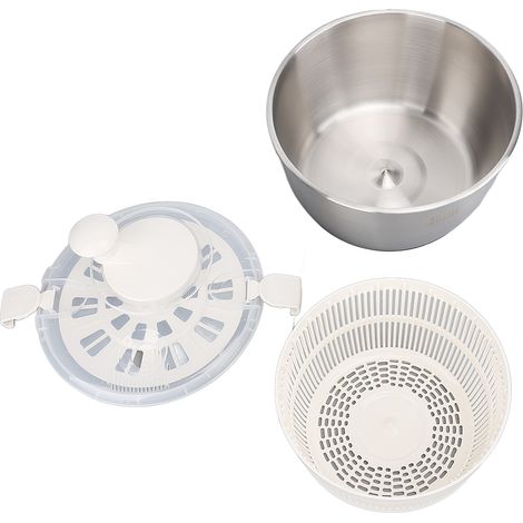 Essoreuse à Salade Acier Inoxydable 5L Essorage Rapide Bol Égouttoir Multifonction Anti-dérapant Couvercle Sécurisé (1/5)