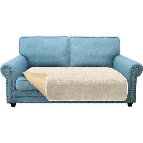 Rutschfester Sofabezug 2-Sitzer Plus, Beige, Haustierfreundlich, Waschbar, Alle Jahreszeiten