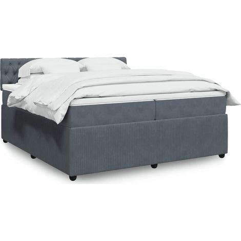 vidaXL Sommier à lattes de lit et matelas Gris foncé 200x200cm Velours (1/5)