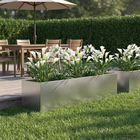 vidaXL Cache-pot de jardin Argenté 80 x 20 x 20 cm Acier inoxydable (1/5)