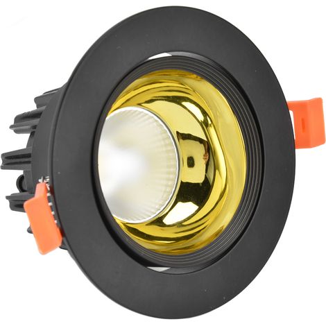 Spot encastré LED en aluminium, angle réglable, étanche à la poussière, pour salon ou chambre, 100-264 V, boîtier noir, coupelle dorée (1/5)