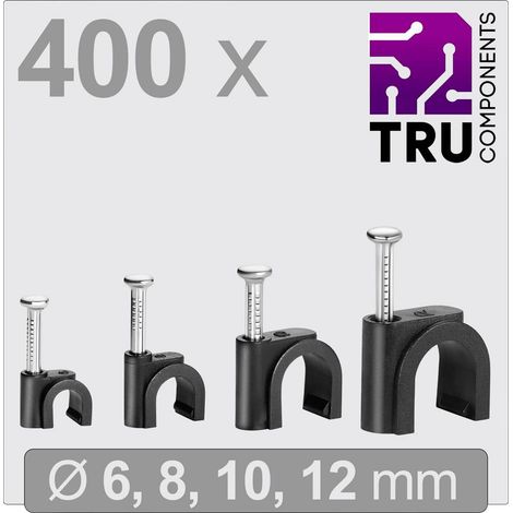 TRU COMPONENTS T24CA131 Chiodino fissacavo TC-13448476 Intervallo Ø fascio 3 fino a 12 mm Nero 400 pz.