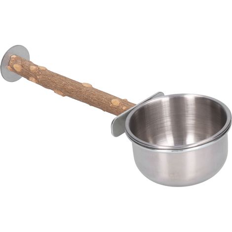 Tasses à Nourriture en Acier Inoxydable pour Perroquets avec Pince et Support (1/5)