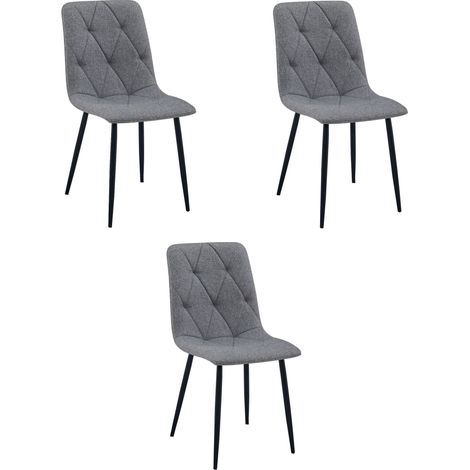 Chaise Libra - tissu gris foncé / pieds noirs x 3 (1/5)