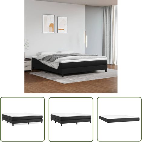 The Living Store Sommier à lattes de lit avec matelas Noir 160x200 cm - Lit Tapissier - Lit Double - Matelas Ressorts Ensachés - Cadre Lit Noir - Literie (1/5)