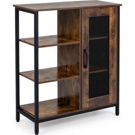 Wood Sideboard with Adjustable Shelves - Brown, 70x30x81 cm