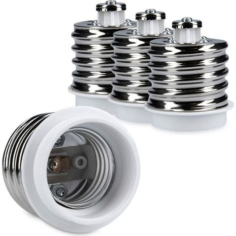 Adaptador de 4 casquillos: convertidor de casquillo E40 a E27 adaptador de portalámparas con base E27 para bombillas halógenas y LED.