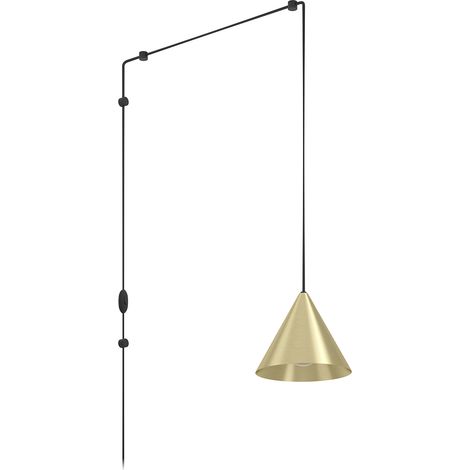 Lampadario A Sospensione Minimal Narices Acciaio Ottone Spazzolato 1 Luce E27