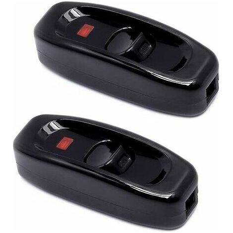 Interrupteur pour lampe,2 Pcs Noir Interrupteur Lampe Inline Switch 250V 10A Interrupteur Intermédiaire avec Voyant Led Interrupteur à Cordon en Ligne pour Lampe de Chevet Lampe Table Câble éLectrique (1/5)