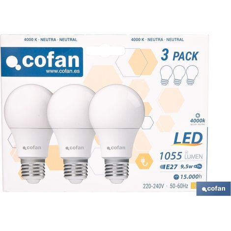 Pack de 3 ampoules LED Classic E27 9.5 W 1055 LM 4000 K (1/4)