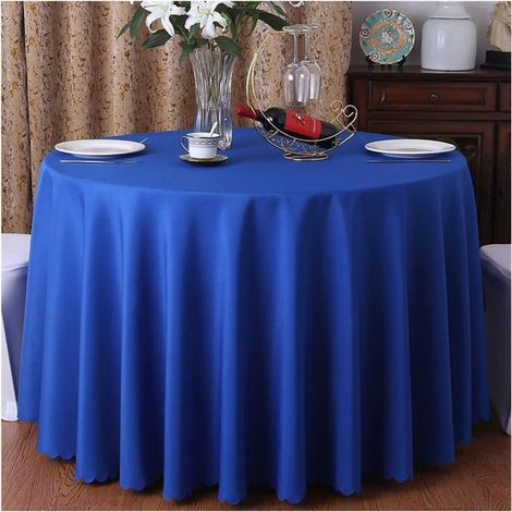 Nappe ronde Bleu Foncé 180cm Polyester pour Cuisine, Fête, Mariage