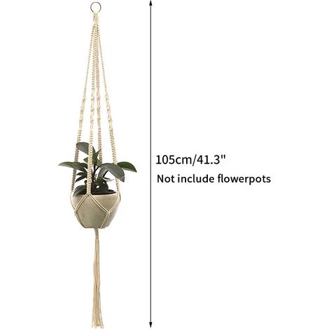 (S15) Paniers suspendus pour plantes en macramé faits main, suspension en corde de coton pour pots de fleurs, décoration murale pour jardin, cour ou terrasse. Fournitures de jardin. (1/4)
