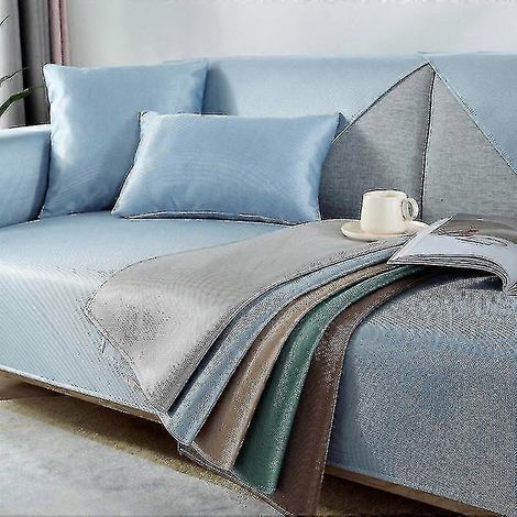Housse rafraîchissante pour canapé inclinable, idéale pour l'été. Housse universelle en soie glacée, type serviette de canapé (taille non incluse). Couleur : or (1 pièce). (1/5)