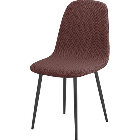 Housse de Chaise Scandinave Extensible Lot de 4 Lavable Universel Diagonale Diagonale Marron (1/5)