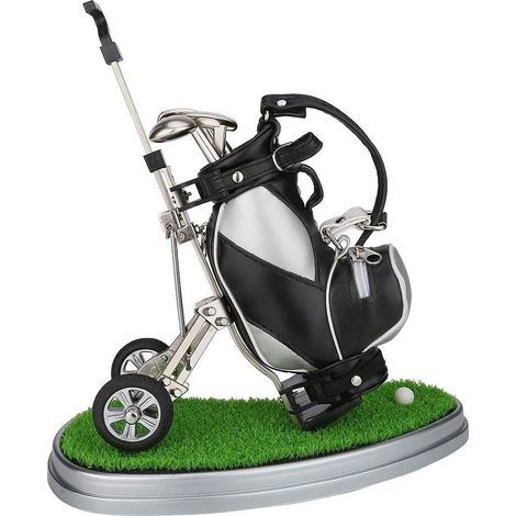 Golf-Stifthalter, Schreibtischdekoration, Werbegeschenk, Geburtstagsgeschenk für Golfer (silber und schwarz) (1/5)