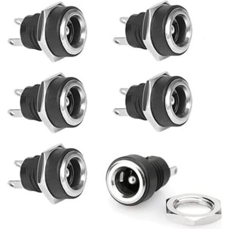 Lot de 6 connecteurs DC femelle 5,5 x 2,1 mm 2 broches DC Power Jack femelle DC encastrable