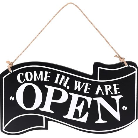 Panneau « Ouvert/Fermé » pour magasin, plaque en bois 14 x 25 cm, panneau décoratif en bois, panneau de porte à suspendre, panneau double face (1/5)