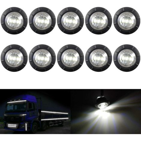 Indicatori di direzione a LED rotondi da 3/4" anteriori, posteriori, laterali, impermeabili, luce di posizione a proiettile, 12 V, per auto, camion (bianco)
