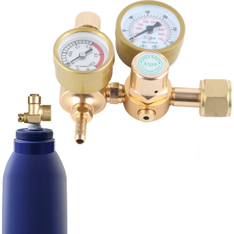 Régulateur d'argon/dioxyde de carbone OBC-038TW, régulateur de soudage TIG/MIG, débitmètre, 4500 psi, détendeur de bouteille à économie d'énergie, entrée filetage interne CGA580, sortie 1/4", débit 6, (1/5)