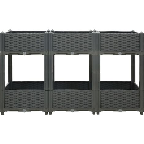 Jardinera elevada para plantas y flores jardín 120 x 40 x 71 cm polipropileno gris oscuro 020000908 (1/5)